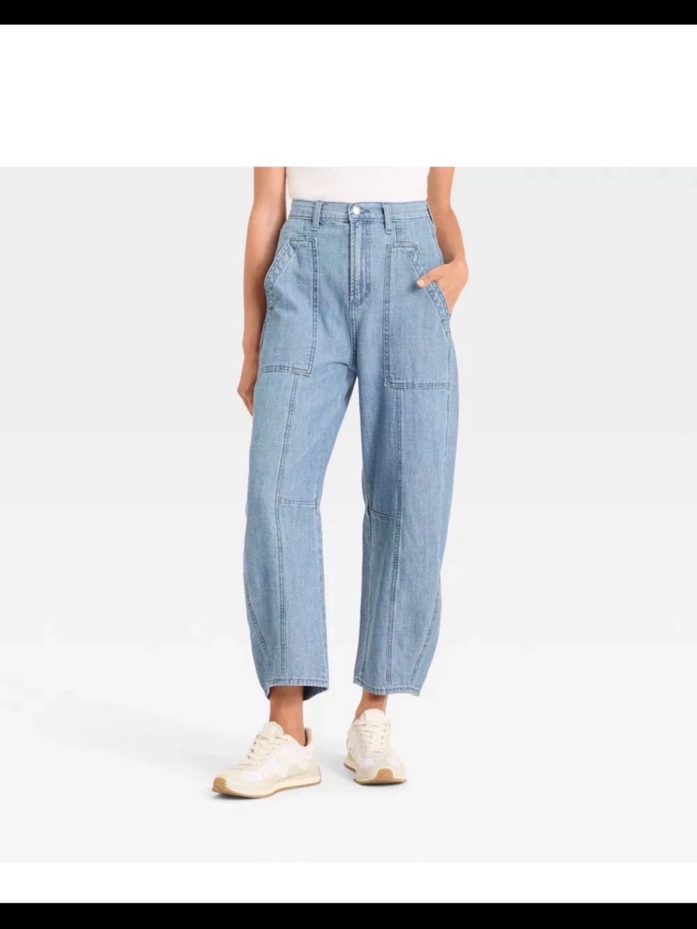a new day Light Blue Patchwork Relaxed Boyfriend Jeans